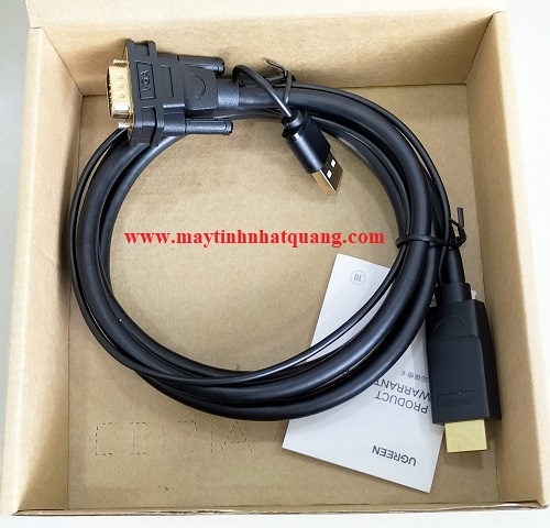 Cáp chuyển  HDMI to VGA dài 1,5m hỗ trợ nguồn Ugreen 30449